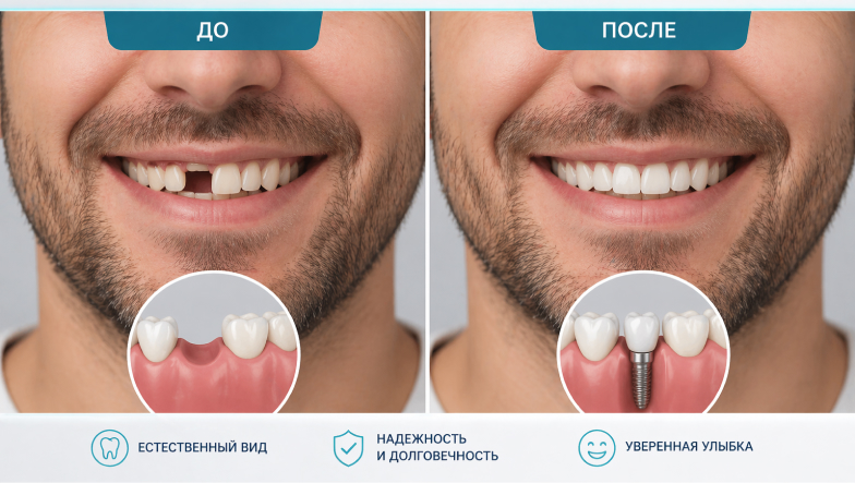 до и после имплантации