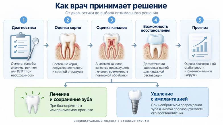 как врач решает лечить зуб или удалить и поставить имплант