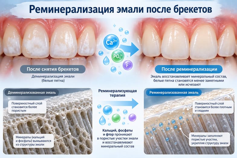 реминерализация эмали после брекетов